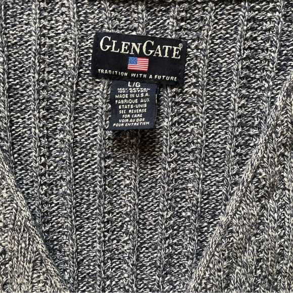 Vintage retro Glengate sweater vest knitted unisex cotton size large - Picture 4 of 4